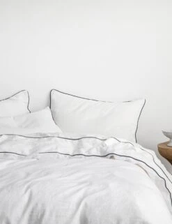 European Flax Piped Linen Pillowcases (set Of 2) By Cultiver 12 European Flax Piped Linen Pillowcases (set Of 2) By Cultiver -Furniture Decoration Shop CULTIVER Piped Linen White and Navy