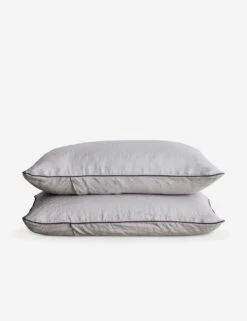 European Flax Piped Linen Pillowcases (set Of 2) By Cultiver 16 European Flax Piped Linen Pillowcases (set Of 2) By Cultiver -Furniture Decoration Shop Smoke Grey Pillowcases SITECROP