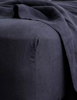 European Flax Linen Fitted Sheet By Cultiver 36 European Flax Linen Fitted Sheet By Cultiver -Furniture Decoration Shop cultiver linen bedding navy fitted sheet 1