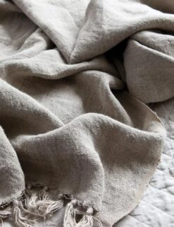 Montauk Linen Blanket By Pom Pom At Home -Furniture Decoration Shop montauknaturalthrowdetail