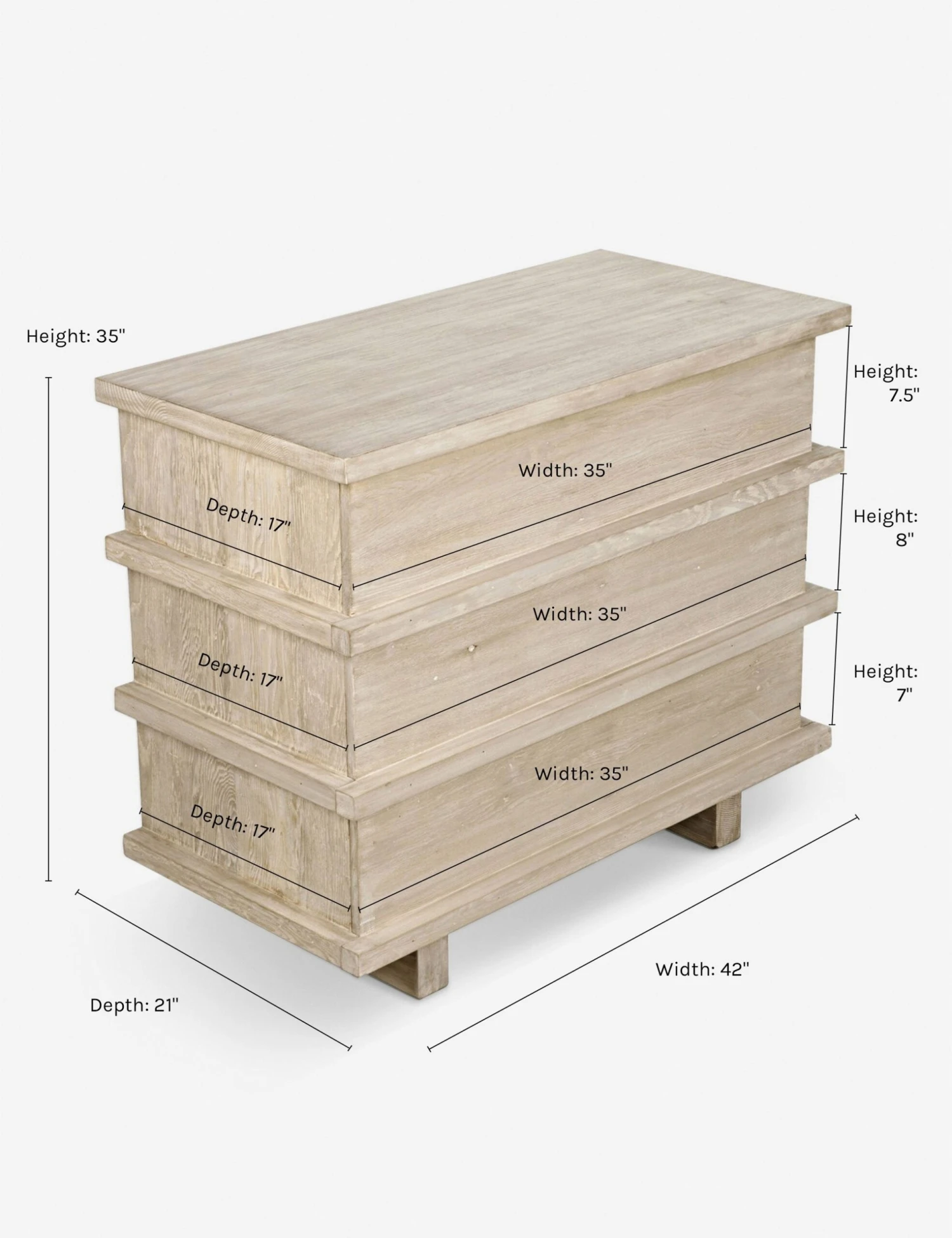 Corliss 3-Drawer Dresser, White Wash 10 Corliss 3-Drawer Dresser, White Wash - Image 8