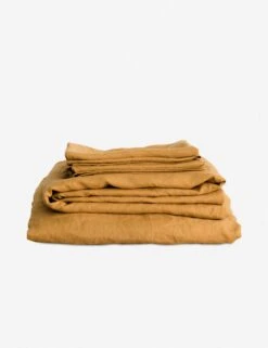 European Flax Linen Sheet Set By Cultiver -Furniture Decoration Shop sheet set mustard