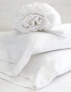 Linen Sheet Set By Pom Pom At Home -Furniture Decoration Shop whitelinensheetset